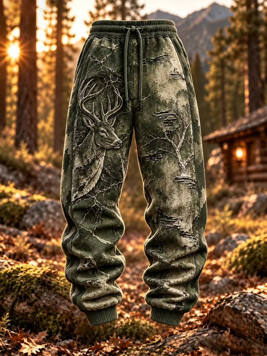 Men’s Retro Deer Hunting Relaxed Drawstring Pants