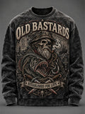 Men's Funny Old Bastards Fishing Club Lifetime Member Print Crew-Neck Sweatshirt