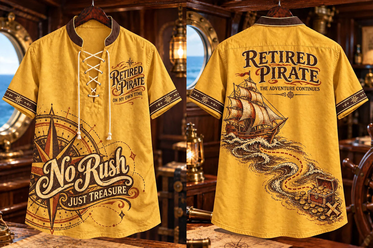 Retired Pirate No Rush Treasure Men's Vintage Shirt