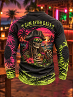 Neon Pirate Skull Lace-Up Long Sleeve Shirt