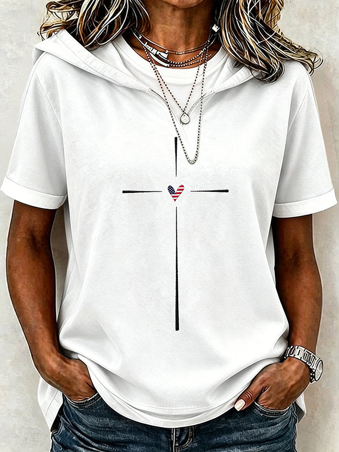 Women'S Casual Patriotic Faith Summer Hoodie