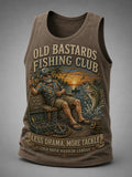 Men's Funny Old Bastards Fishing Club Lifetime Member Print Casual Tank Top