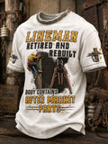Men's "lineman retired and rebuilt body contains after market parts" T-shirts