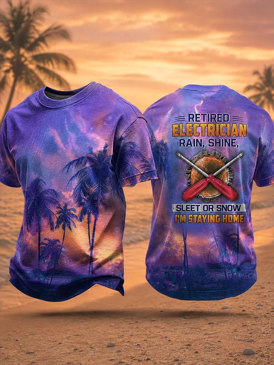 Men's "retired electrician" vacation T-shirts