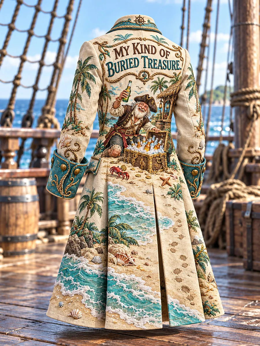 🏝️ Men's Tropical Beach & Treasure Chest Pirate Coat