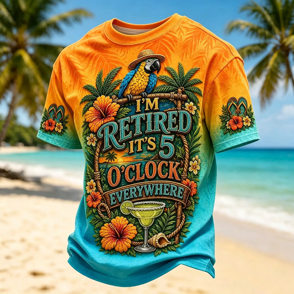 Men's I'm Retired It's 5 O'clock Everywhere Parrot Short Sleeve T-shirt