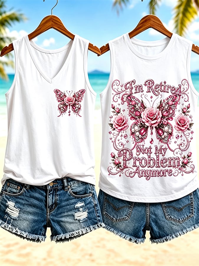 Women's  I'm Retired Not My Problem Anymore  Vacation-Style Casual Vests