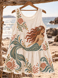 Women’s Vintage Seashell Floral Mermaid Print Tank Top