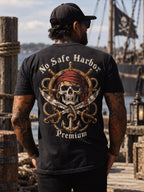 No Safe Harbor Premium Vintage Pirate Print Short Sleeve T-shirt