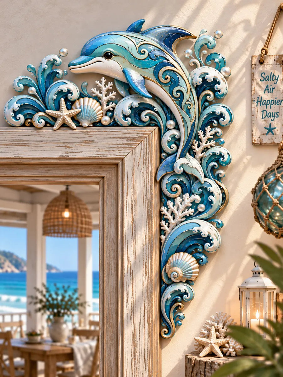 Coastal Dolphin Wooden Door Corner Decor