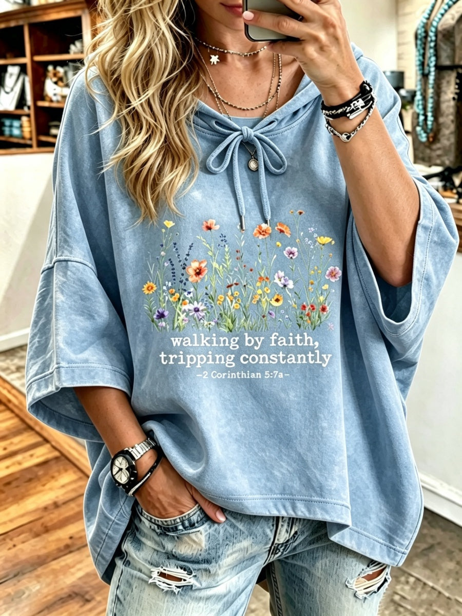 Women's Walking By Faith Pattern Hoodie