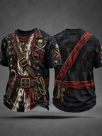 Men's Retro Pirate-Style Graphic Casual T-Shirt