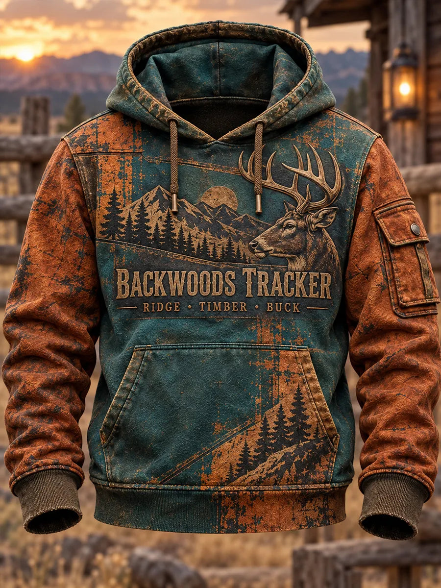 Retro Hunting Culture Print Casual Hoodie