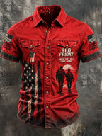 Men’s RED Friday Soldier Silhouette & Dog Tag Short Sleeve Shirt