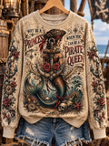 Women's Old Salt Pirate Queen Art Print Casual Sweatshirt