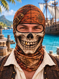 Pirate Skull Mask with Exposed Eyes – Vintage Treasure Map Balaklava Hat Style