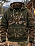 Retro Hunting Culture Print Casual Hoodie