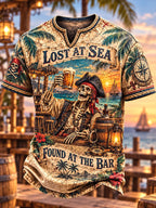 Lost at Sea Found at the Bar Pirate Skeleton Men's V-Neck T-Shirt