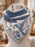 Women's Bird Floral Plush Triangle Scarf