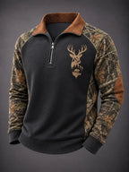 Men’s Retro Deer Hunting Art Printed Sweatshirt