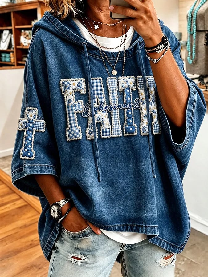 Women's Faith Cross Print Hoodie