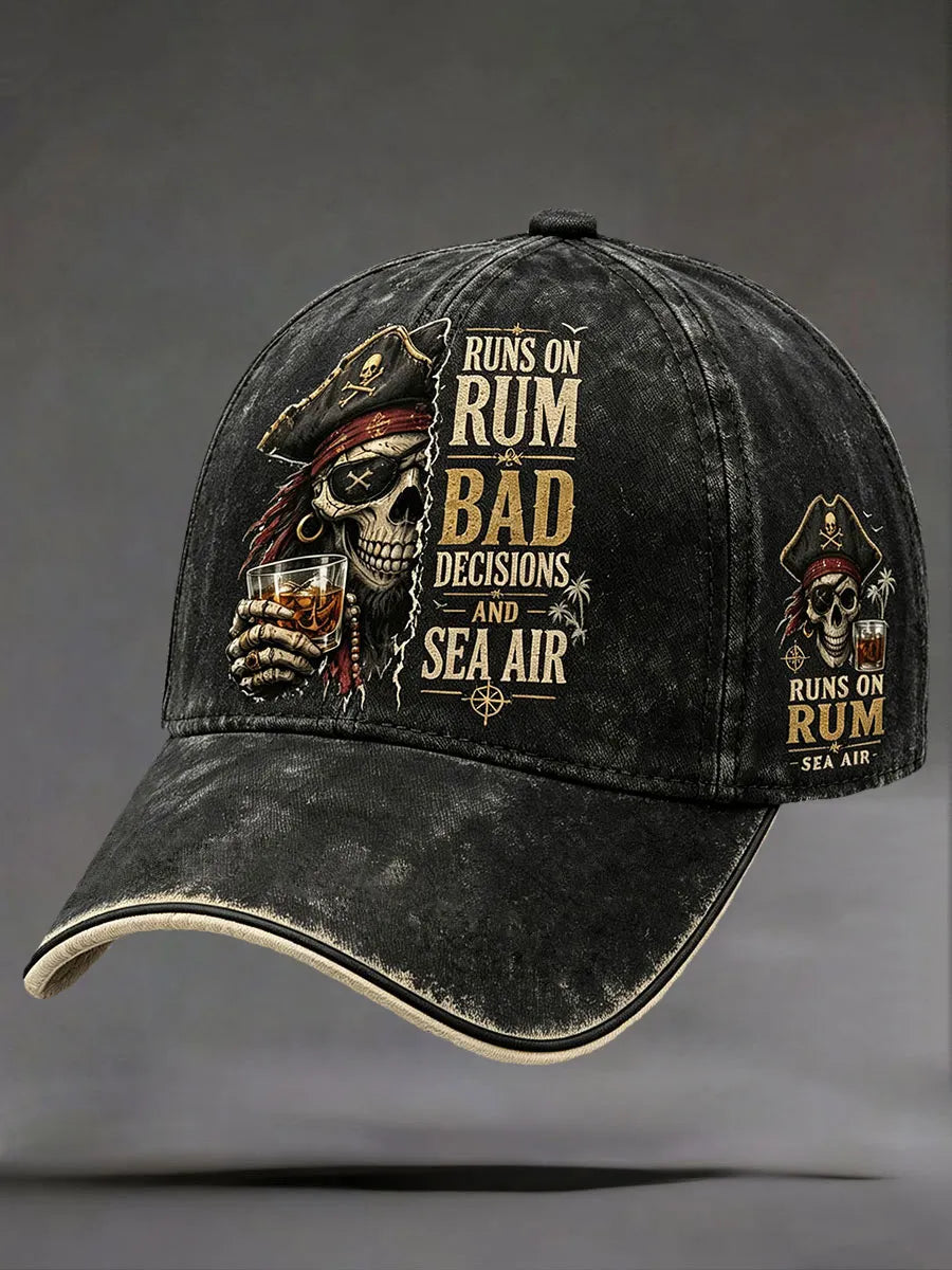"Runs on Rum, Bad Decisions, and Sea Air" Unisex Vintage Hats