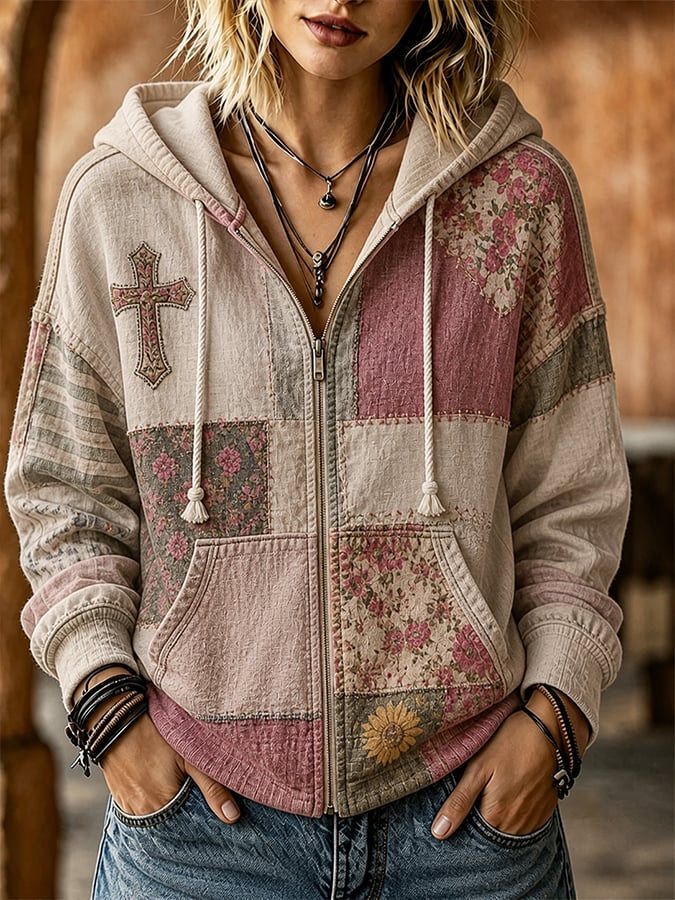 Women'S Printed Casual Hoodie With Faith-Inspired Design