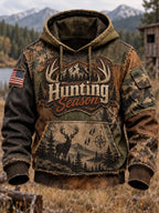 Retro Hunting Culture Print Casual Hoodie