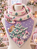 Women's Winter Cat Theme Triangle Scarf – Versatile Everyday & Holiday Accessory