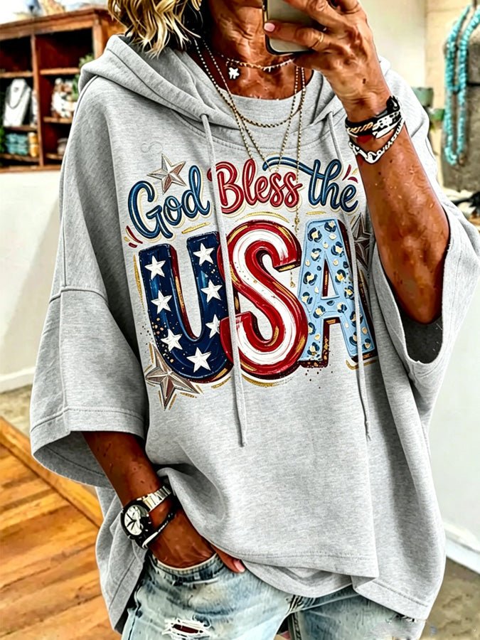 Women'S Casual Patriotic 'God Bless The United States' Super Dalian Hoodie'