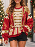 Women's Christmas Soldier Theme Art Print Sweatshirt