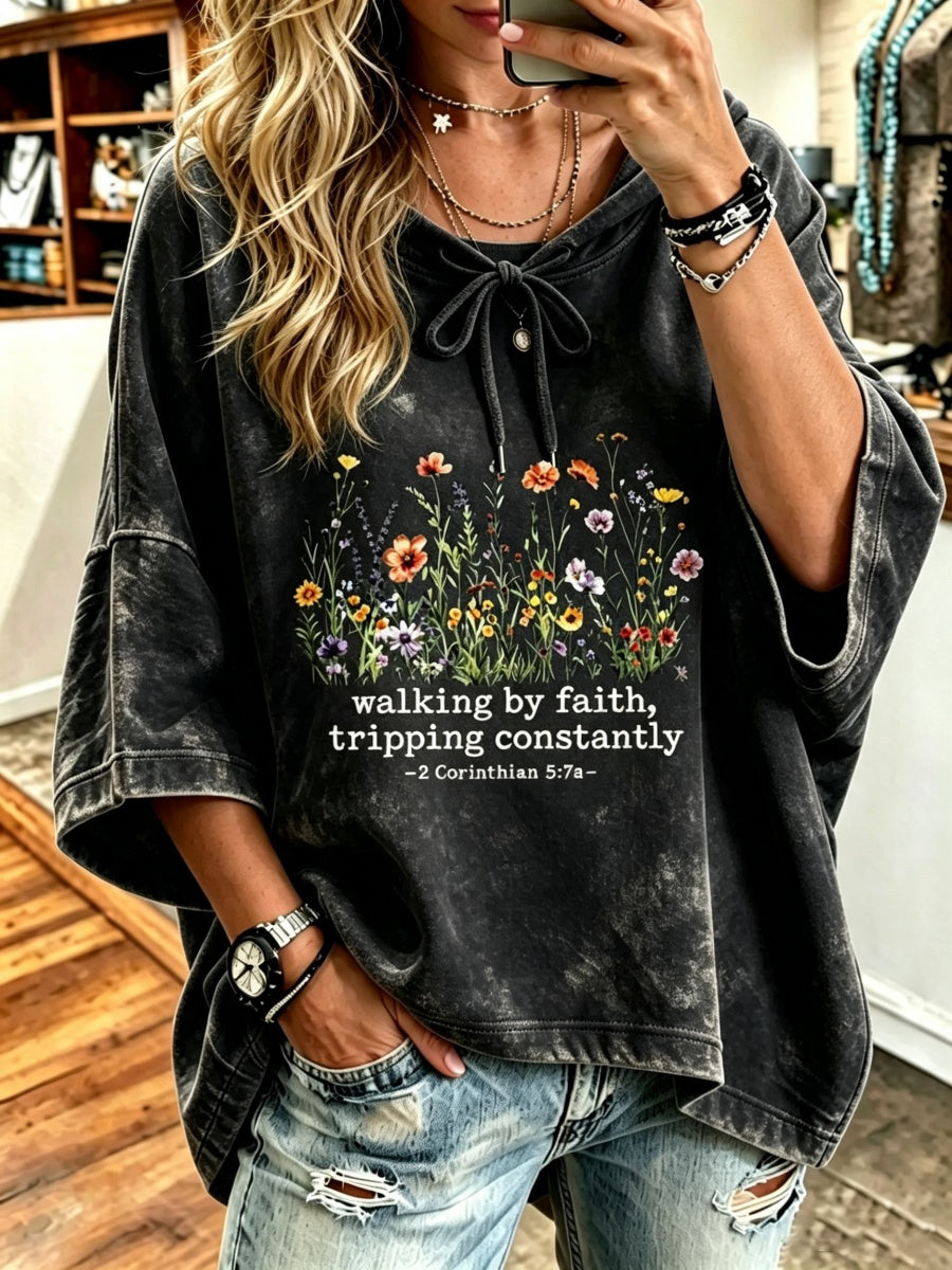 Women's Walking By Faith Pattern Hoodie