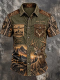 Men’s Retro Hunting Season Art Print Casual Shirt
