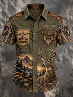 Men’s Retro Hunting Season Art Print Casual Shirt