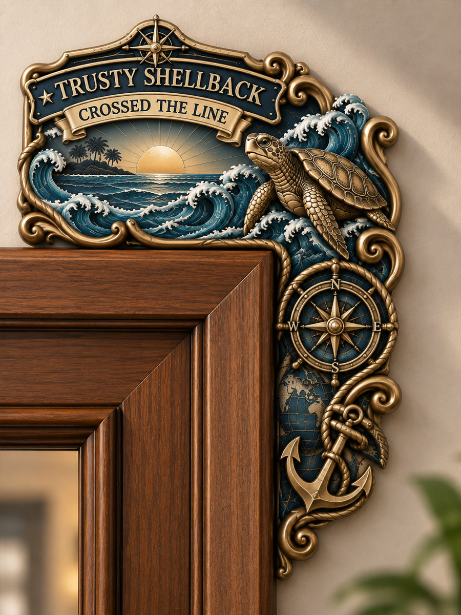 Crossed the Equator Navy Wooden Door Frame Decor