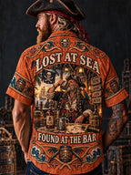 Men’s Vintage  "LOST AT SEA " Old Salt Pirate Short Sleeve Shirt