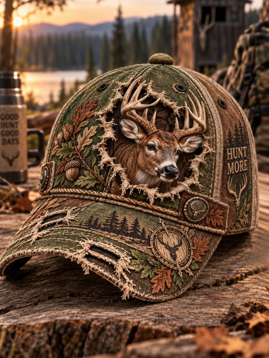 Retro Deer Hunting Print Casual Hat