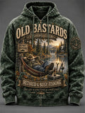 Men's Funny Old Bastards Fishing Club Lifetime Member Print Hooded Sweatshirt