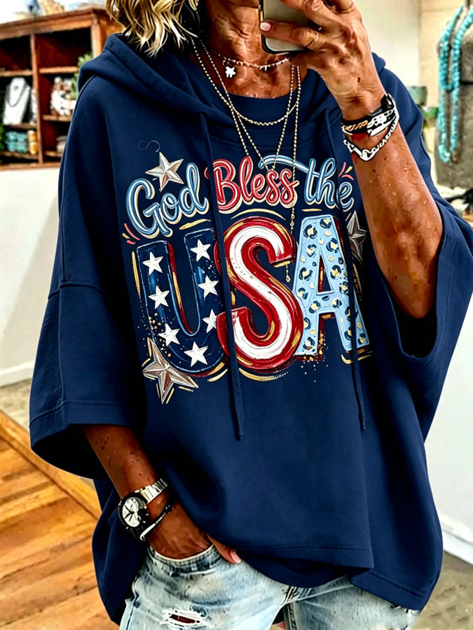 Women'S Casual Patriotic 'God Bless The United States' Super Dalian Hoodie'