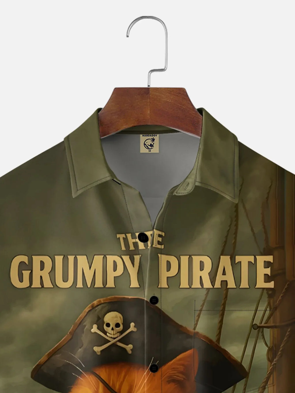 Moisture Wicking Fun Pirate Cat Parrot Chest Pocket Holiday Hawaiian Shirt