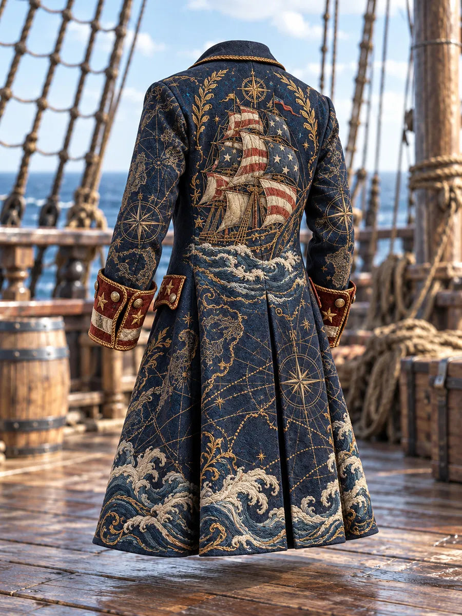 ⛵ Men's Starry Map & Sailing Warship Pirate Coat