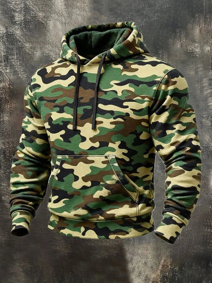 Men's Camouflage Oversized Drop-Shoulder Hoodie With Pockets