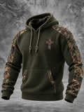 Men's Retro Christian Cross Print Casual Hoodie