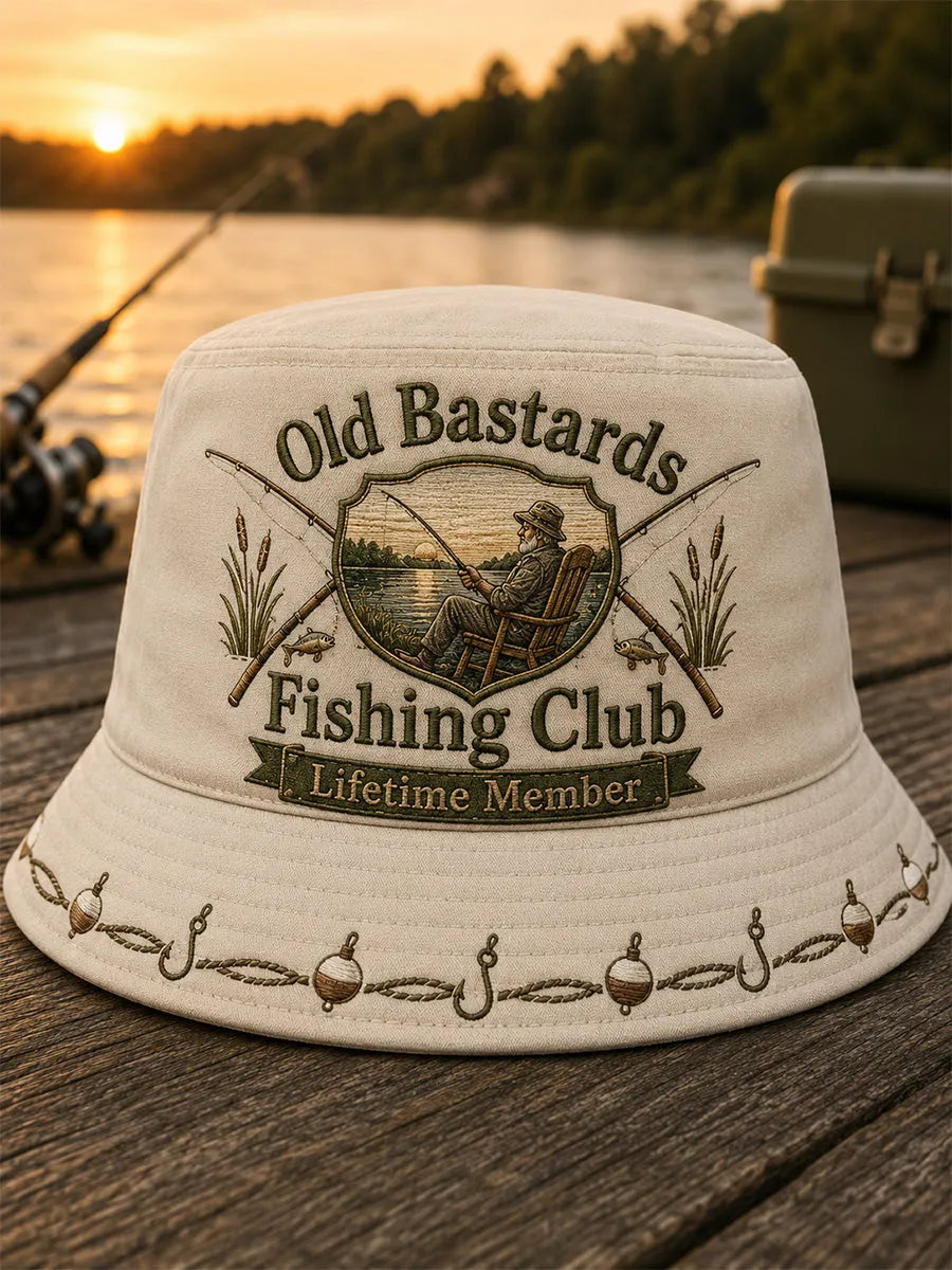 Unisex Funny Old Bastards Fishing Club Lifetime Member Print Hat