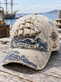 🗺️ "No Kings at Sea" Vintage Navigation Map & Tall Ship Embroidered Cap