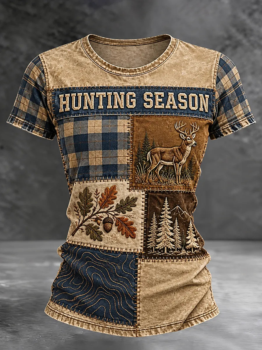 Women's Retro Hunting Culture Art Print Casual T-Shirt