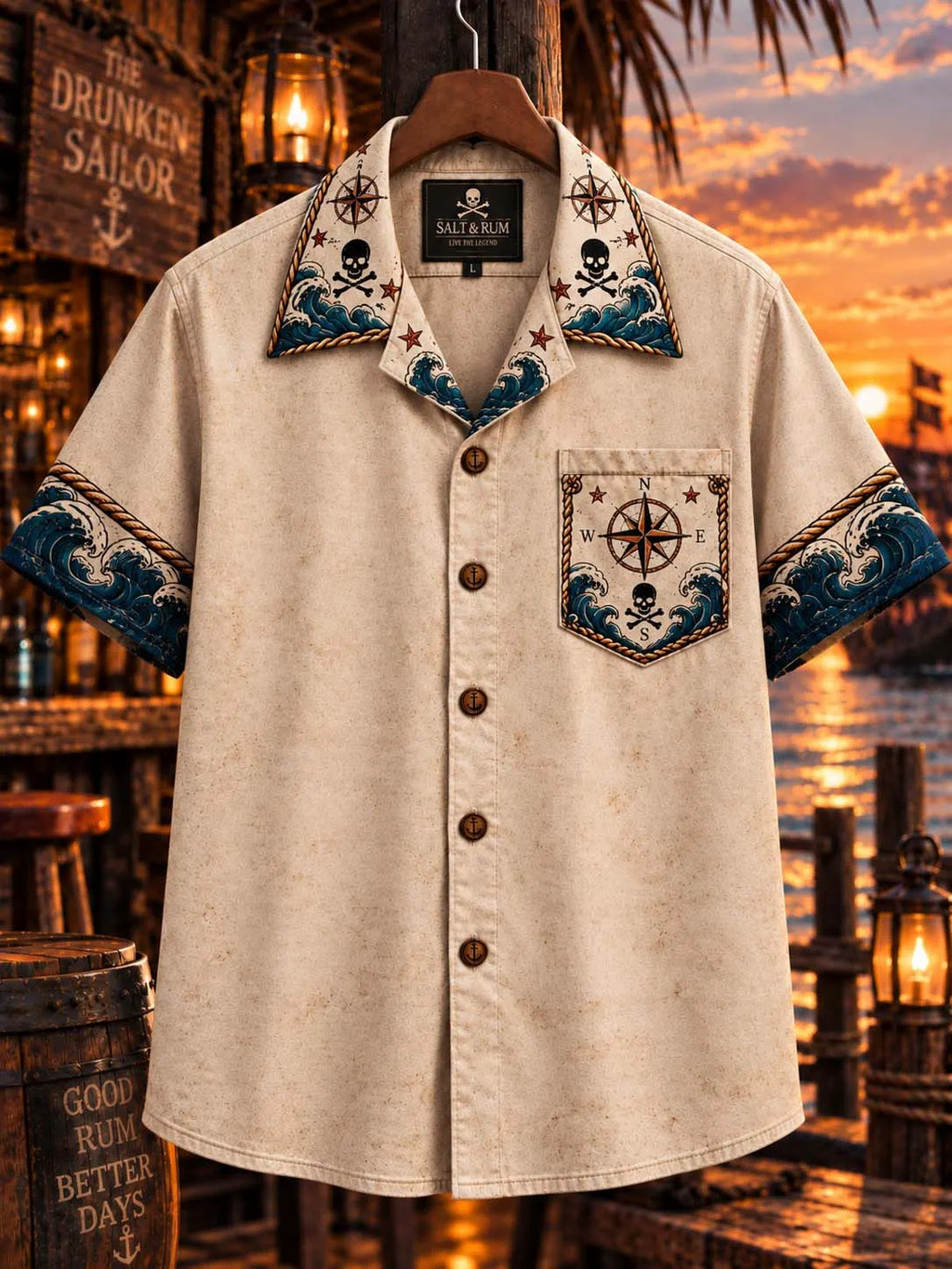 🏴‍☠️ 🍺 Listed Missing At Sea Permanent Regular At The Bar 🦜 Drunk Pirate Tavern Hawaiian Shirt
