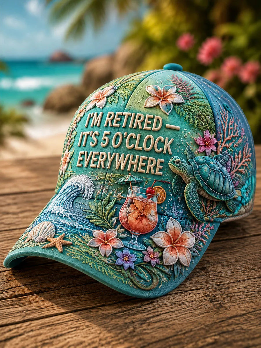 Retirement Tropical Sea Turtle & Cocktail Baseball Cap