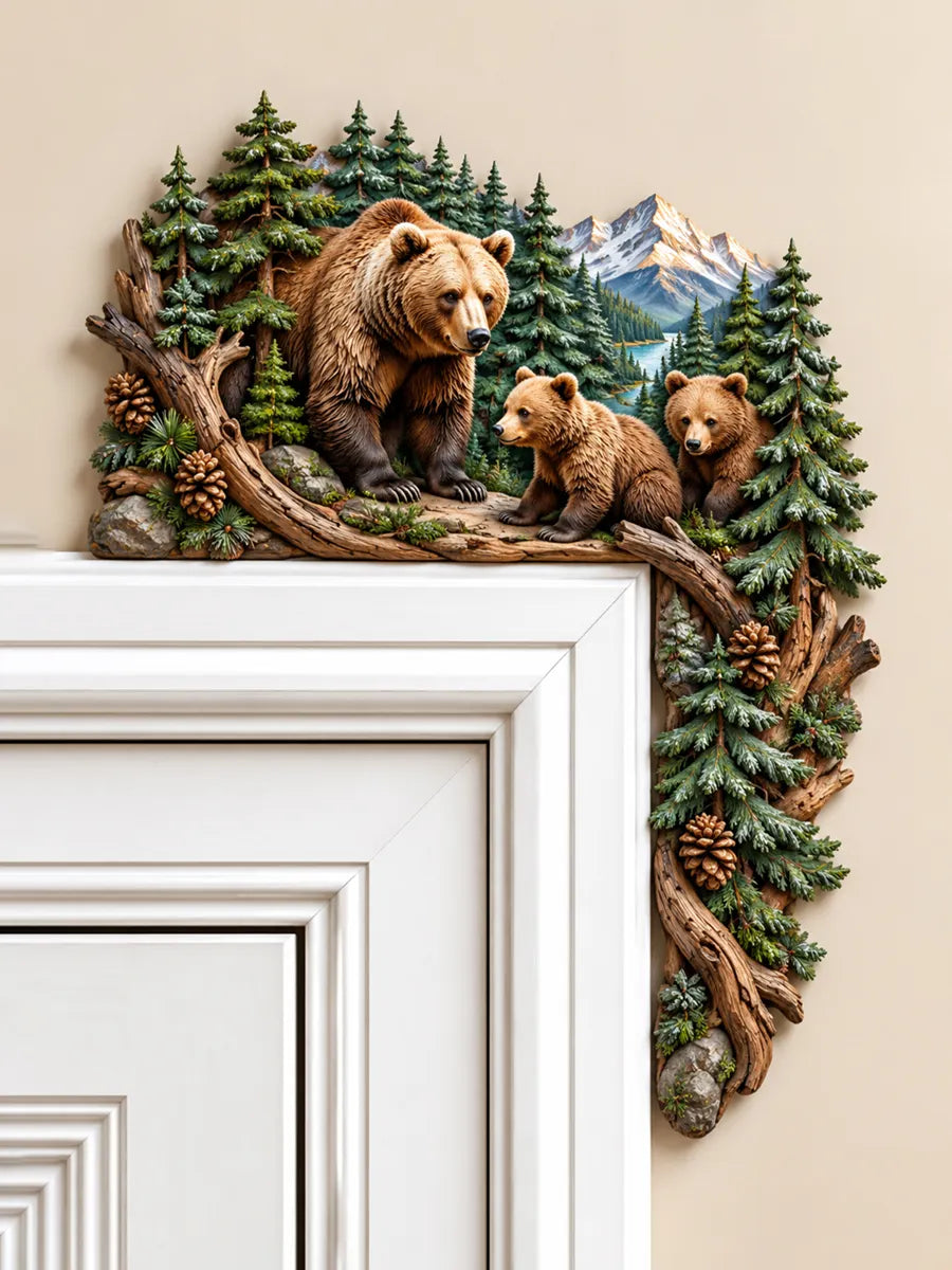 Bear Family Landscape Art Door Frame Decor