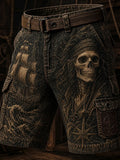 Retro Punk Pirate Art Print Casual Cargo Pants